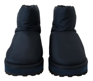 Blaue Nylonstiefel gepolsterte Schuhe mit mittlerer Wade