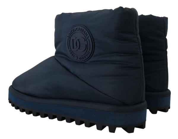Blaue Nylonstiefel gepolsterte Schuhe mit mittlerer Wade