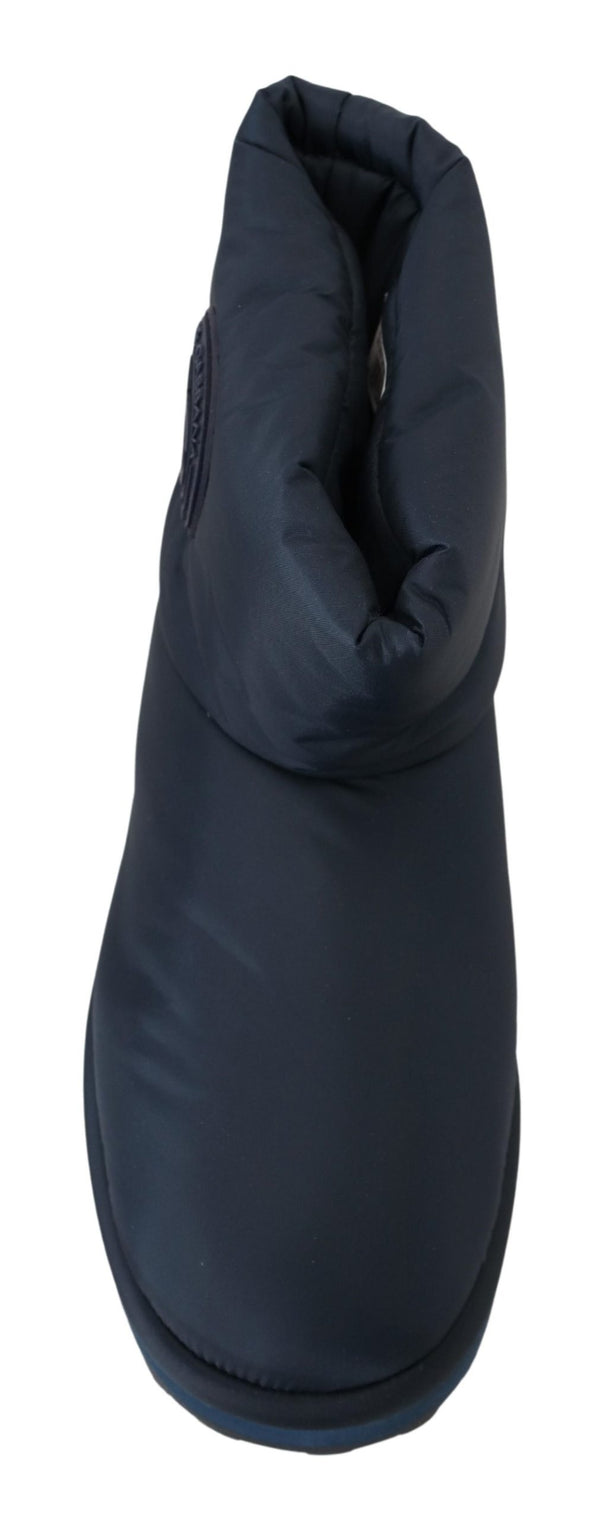 Blaue Nylonstiefel gepolsterte Schuhe mit mittlerer Wade