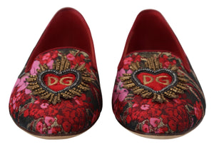 Multicolor Jacquard Heiliges Herz Patch Slip On Schuhe