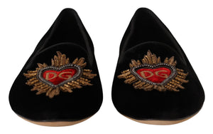 Schwarz DG Sacred Heart Patch Slip On flache Schuhe