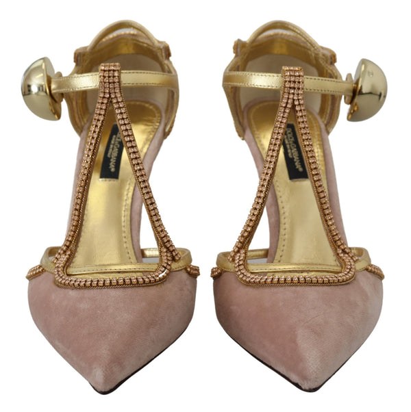 Rosa Kristall T-strap Heels Pumps Schuhe