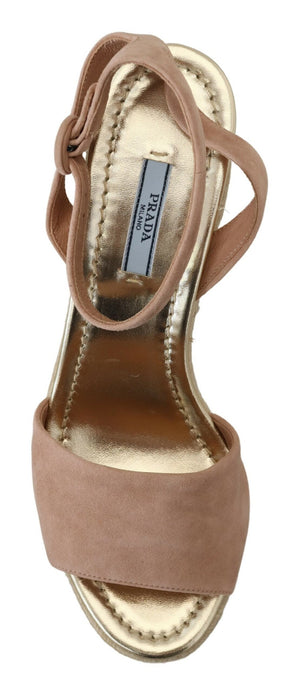 Rosa Wildleder-Sandalen mit Knöchelriemen