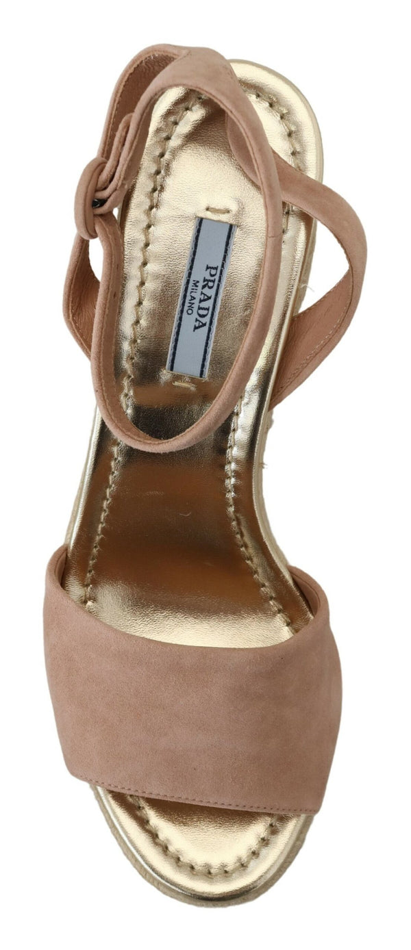 Rosa Wildleder-Sandalen mit Knöchelriemen