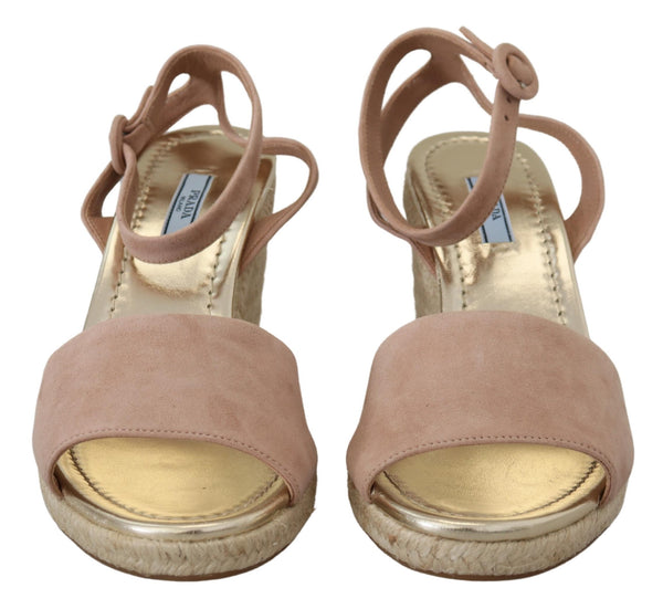 Rosa Wildleder-Sandalen mit Knöchelriemen