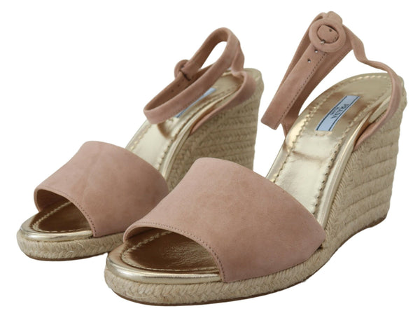 Rosa Wildleder-Sandalen mit Knöchelriemen