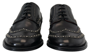 Schwarzes Leder Derby Kleid Nietenschuhe