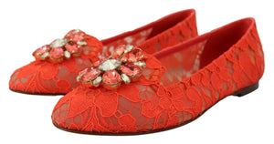 Rot Taormina Spitze Kristalle Ballett Flats Schuhe