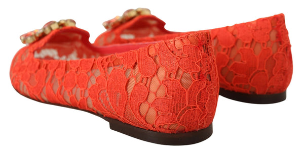 Rot Taormina Spitze Kristalle Ballett Flats Schuhe