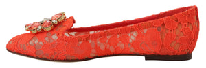 Rot Taormina Spitze Kristalle Ballett Flats Schuhe