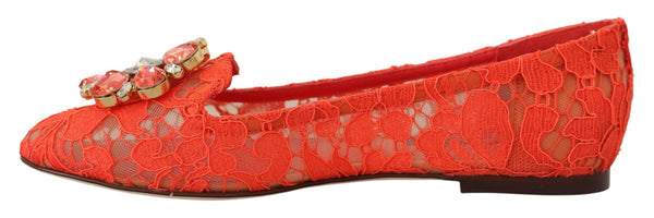 Rot Taormina Spitze Kristalle Ballett Flats Schuhe