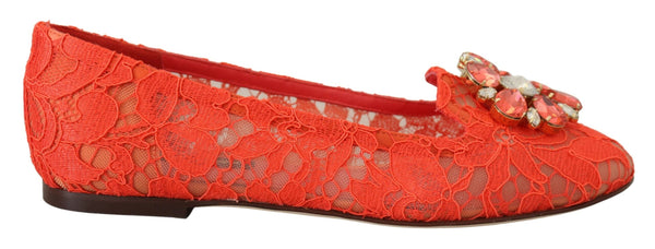 Rot Taormina Spitze Kristalle Ballett Flats Schuhe