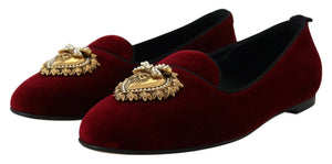 Bordeaux Samt Slip-On Loafers Flache Schuhe