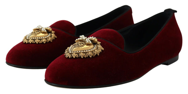 Bordeaux Samt Slip-On Loafers Flache Schuhe