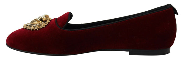 Bordeaux Samt Slip-On Loafers Flache Schuhe