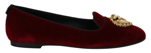Bordeaux Samt Slip-On Loafers Flache Schuhe