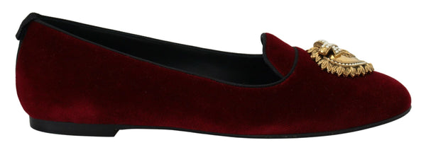 Bordeaux Samt Slip-On Loafers Flache Schuhe
