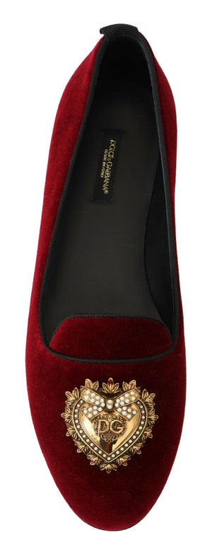 Bordeaux Samt Slip-On Loafers Flache Schuhe