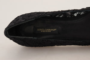 Schwarz Taormina Spitze Kristalle Flats Schuhe