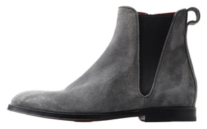 Graue Leder Herrenstiefel Schuhe