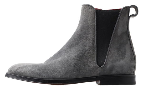 Graue Leder Herrenstiefel Schuhe