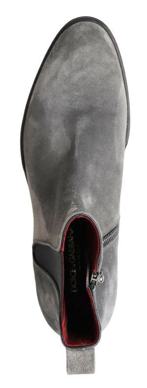 Graue Leder Herrenstiefel Schuhe