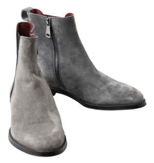 Graue Leder Herrenstiefel Schuhe