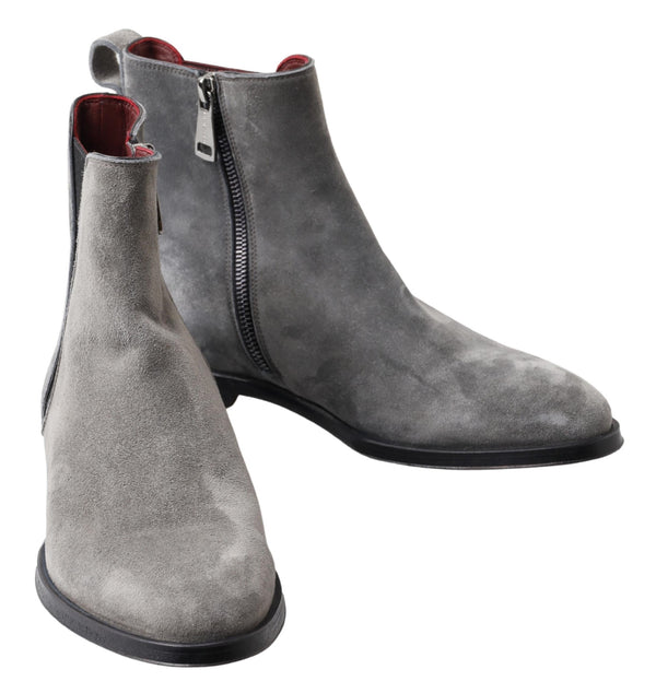 Graue Leder Herrenstiefel Schuhe