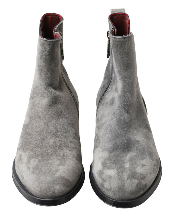 Graue Leder Herrenstiefel Schuhe
