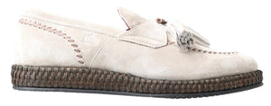 Elfenbeinfarbene Wildleder Herren Espadrille Schuhe