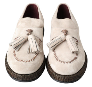 Elfenbeinfarbene Wildleder Herren Espadrille Schuhe