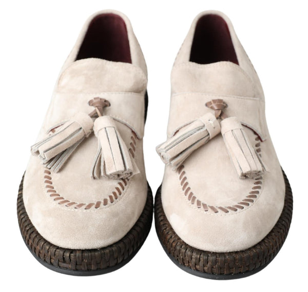 Elfenbeinfarbene Wildleder Herren Espadrille Schuhe