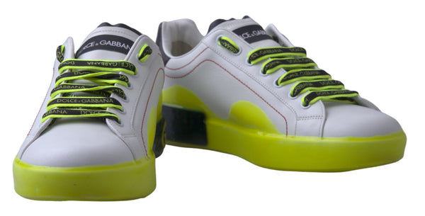 Weiß Gelb Portofino Leder Turnschuhe Schuhe