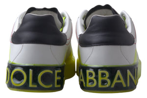 Weiß Gelb Portofino Leder Turnschuhe Schuhe