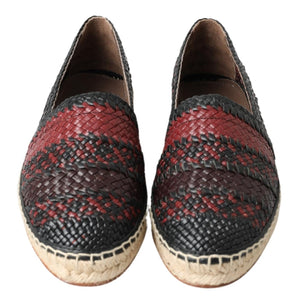 Schwarz Bordeaux Büffelleder Espadrille Schuhe