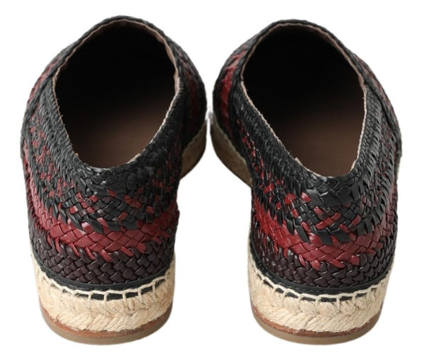 Schwarz Bordeaux Büffelleder Espadrille Schuhe