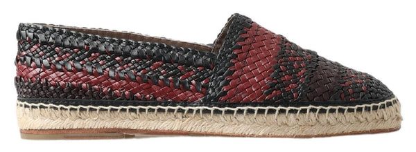 Schwarz Bordeaux Büffelleder Espadrille Schuhe