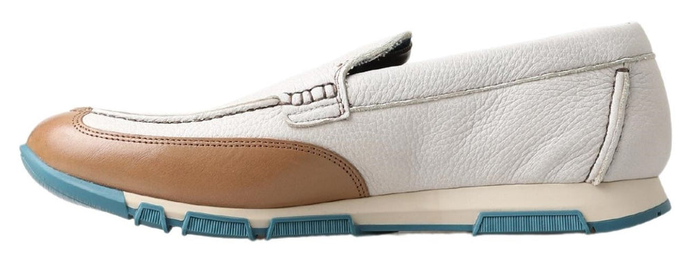 Weiß Leder Loafers Mokassins Schuhe