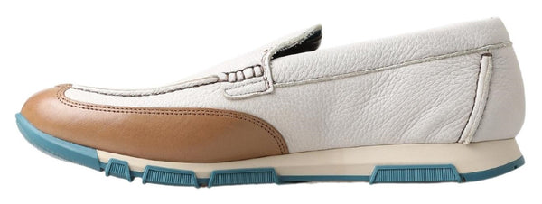 Weiß Leder Loafers Mokassins Schuhe