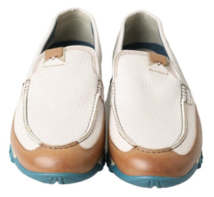Weiß Leder Loafers Mokassins Schuhe