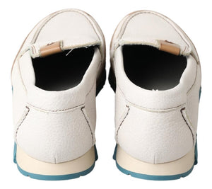 Weiß Leder Loafers Mokassins Schuhe