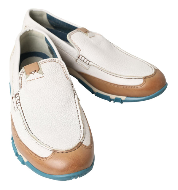 Weiß Leder Loafers Mokassins Schuhe