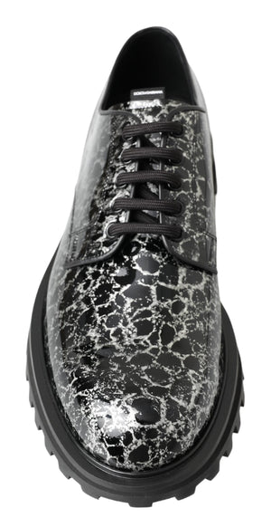 Schwarz Weiß Derby Lackleder Schuhe