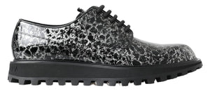 Schwarz Weiß Derby Lackleder Schuhe