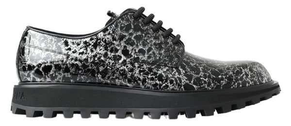Schwarz Weiß Derby Lackleder Schuhe