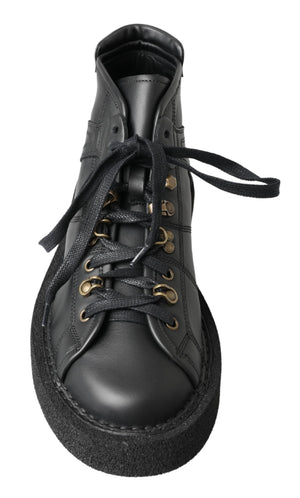 Schwarze Leder-Slipper mit Stretch-Stiefeln