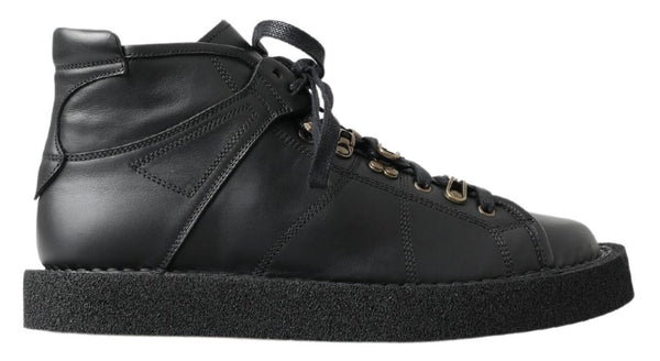 Schwarze Leder-Slipper mit Stretch-Stiefeln