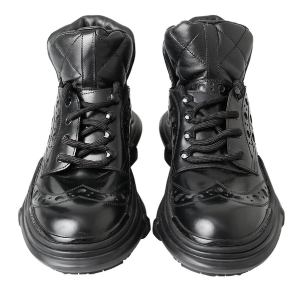 Schwarze Lederstiefel für die Freizeit
