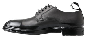 Schwarze Leder Derby-Schuhe