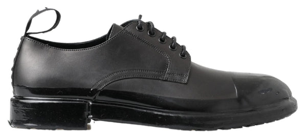 Schwarze Leder Derby-Schuhe